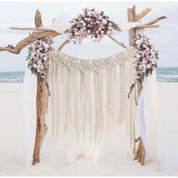 Other - Ivory Macrame Wall Art Large Handmade Woven 39x45 inches Wedding Home Boho Decor